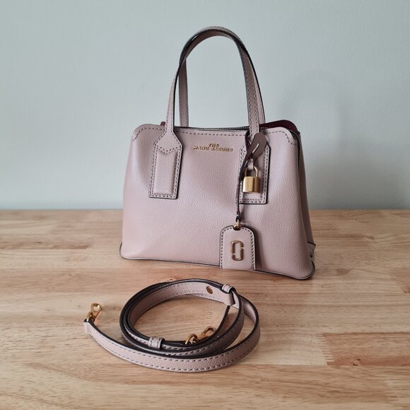 Marc Jacobs The Editor Leather Satchel Mauve Blush Taupe Bowler Crossbody - Picture 5 of 15